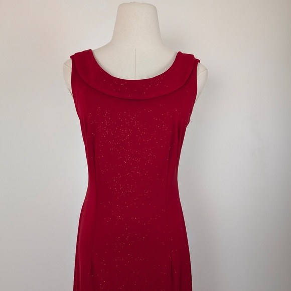 90s Red Glitter Maxi Dress Sleeveless Open Back Slit Floor Length Bodycon - Picture 8 of 13